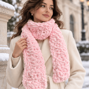Handmade Pink Chunky Scarf